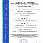Certificate of conformity of the factory production control
